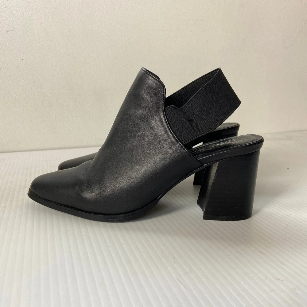 Sol Sana Black Leather Slingback Heeled Bootie Womens EU 38 US 7